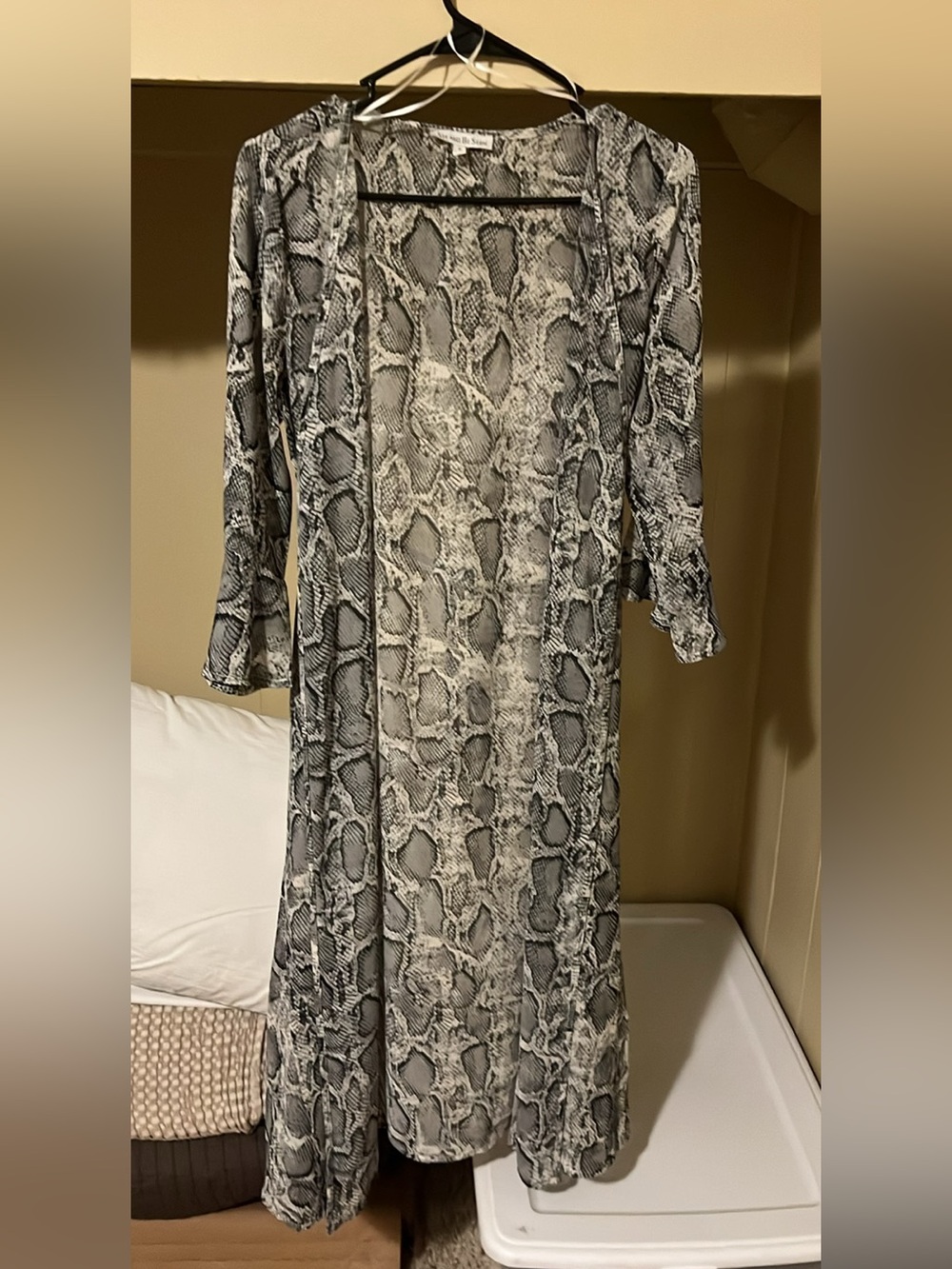 Snake Print Long Sleeve Midi cardigan - Gray